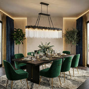 Varaluz Matrix 10 Light Pendant, Matte Black/French Gold