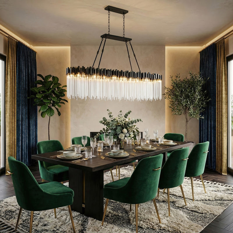 Varaluz Matrix 10 Light Pendant, Matte Black/French Gold