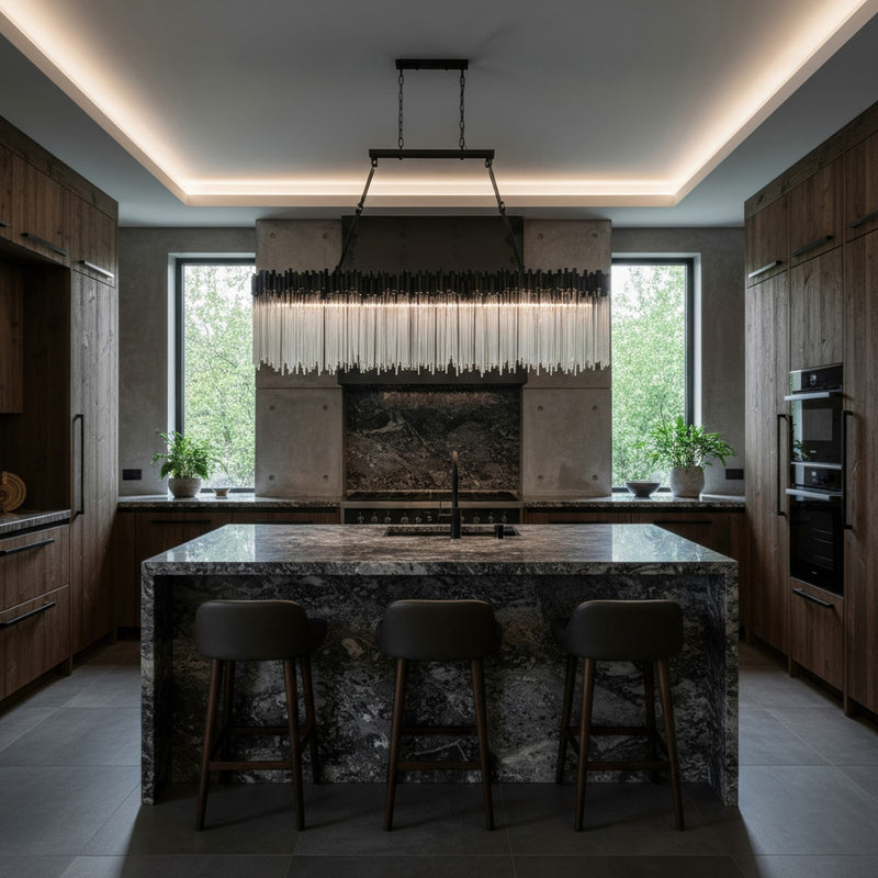 Varaluz Matrix 12 Light Pendant, Matte Black/French Gold