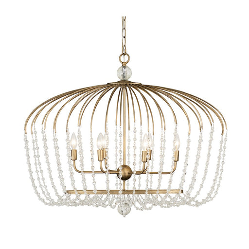 Varaluz Voliere 6 Light Crystal Oval Pendant, Havana Gold