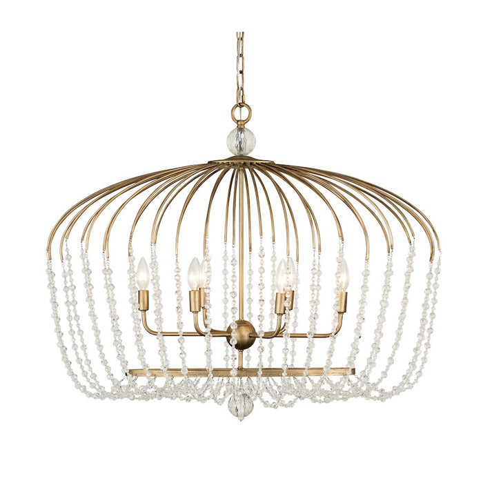 Varaluz Voliere 6 Light Crystal Oval Pendant, Havana Gold