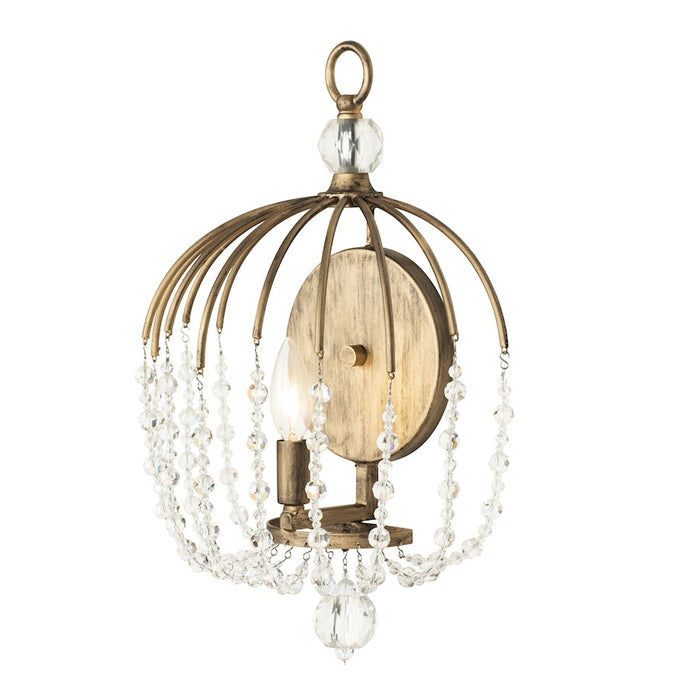 Varaluz Voliere 1 Light Crystal Wall Sconce, Havana Gold