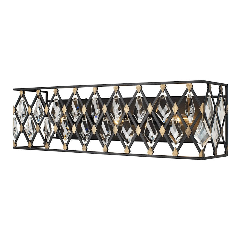 Varaluz Windsor 3 Light Crystal Bath, Carbon/Havana Gold