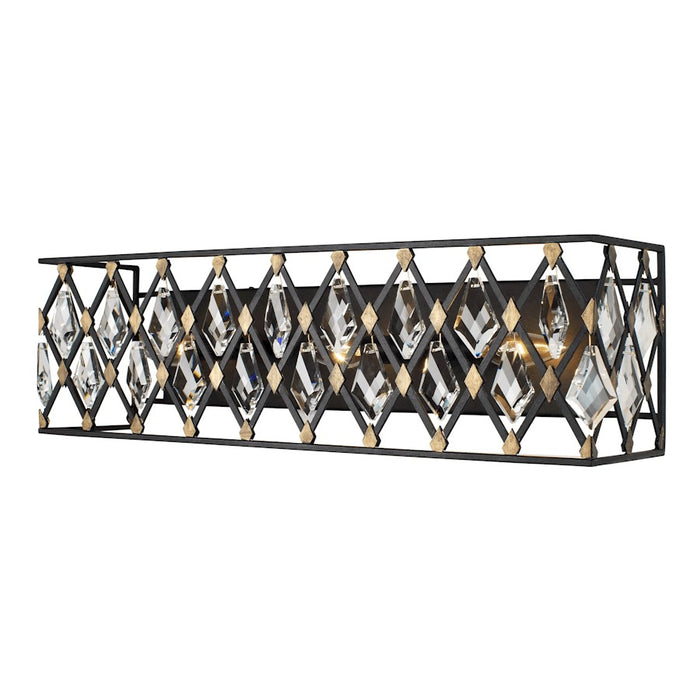 Varaluz Windsor 3 Light Crystal Bath, Carbon/Havana Gold