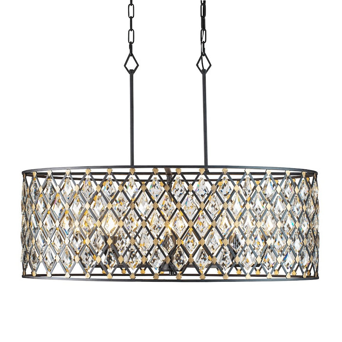 Varaluz Windsor 8 Light Crystal Oval Linear Pendant, Carbon/Gold