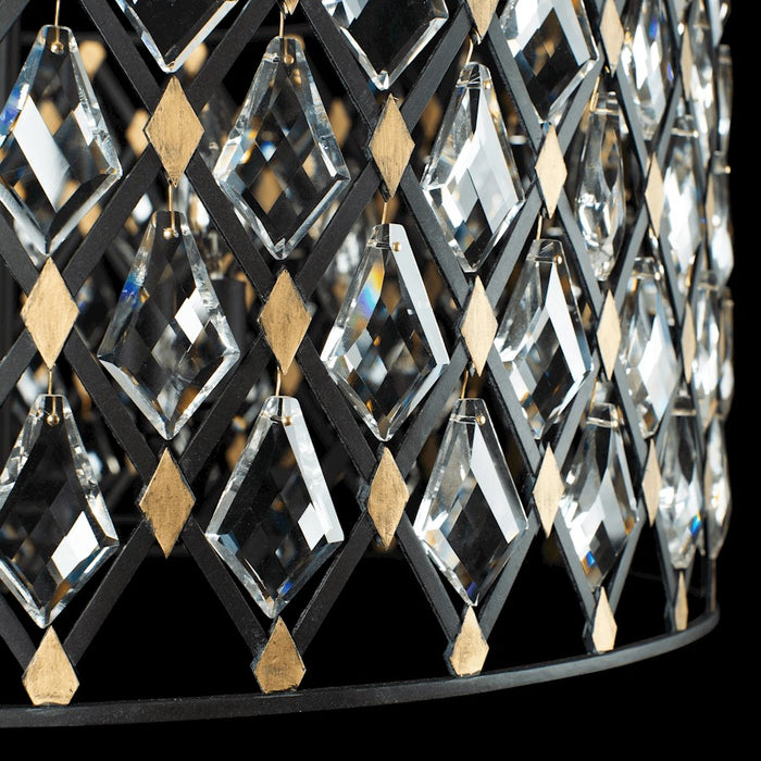 Varaluz Windsor 8 Light Crystal Oval Linear Pendant, Carbon/Gold