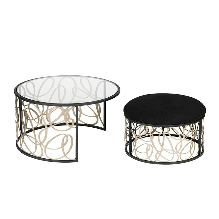 Varaluz Scribble Nesting Coffee Table and Ottoman, Black/Artifact