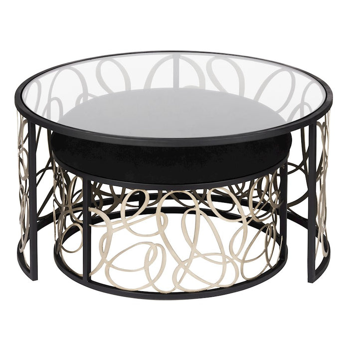 Varaluz Scribble Nesting Coffee Table and Ottoman, Black/Artifact