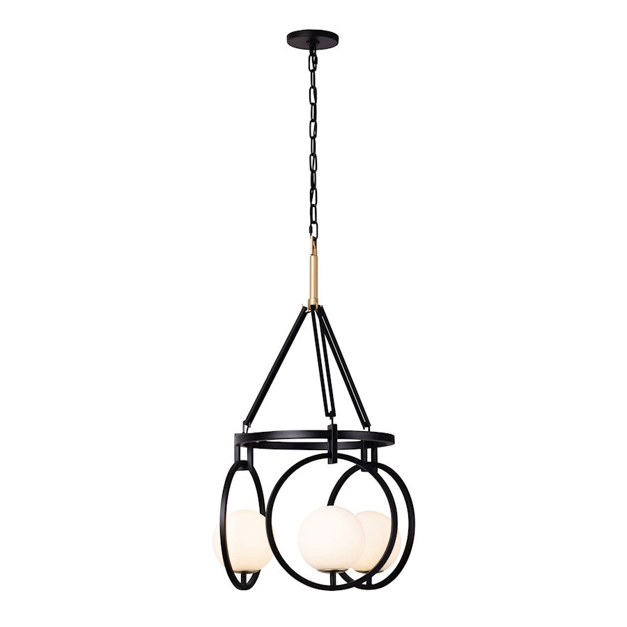 Varaluz Stopwatch Pendant, Black/Gold/Frosted White