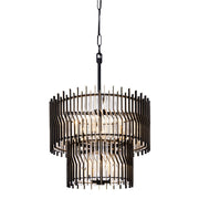 Varaluz Park Row 10-Lt 2-Tier Chandelier, Matte Black/French Gold - 393C10MBFG