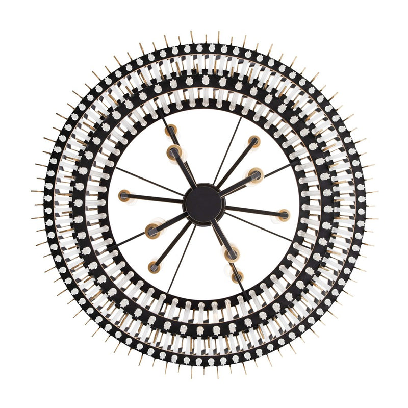 Varaluz Park Row 10-Lt 2-Tier Chandelier, Matte Black/French Gold