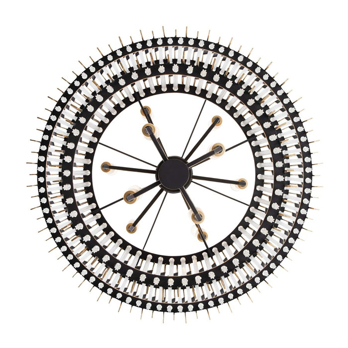 Varaluz Park Row 10-Lt 2-Tier Chandelier, Matte Black/French Gold