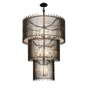 Varaluz Park Row 18-Lt 3-Tier Chandelier, Matte Black/French Gold - 393C18MBFG