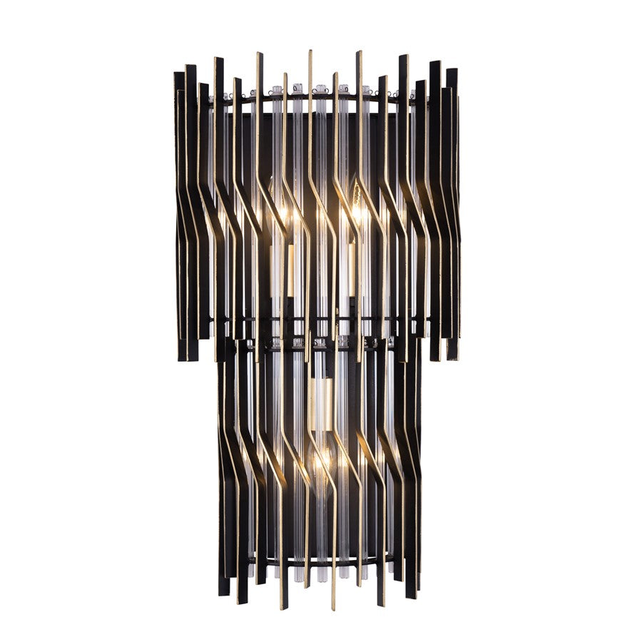 Varaluz Park Row 3-Lt Sconce, Matte Black/French Gold - 393W03MBFG