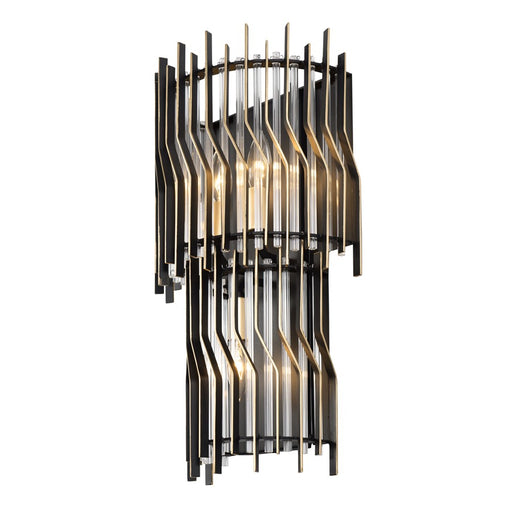 Varaluz Park Row 3-Lt Sconce, Matte Black/French Gold