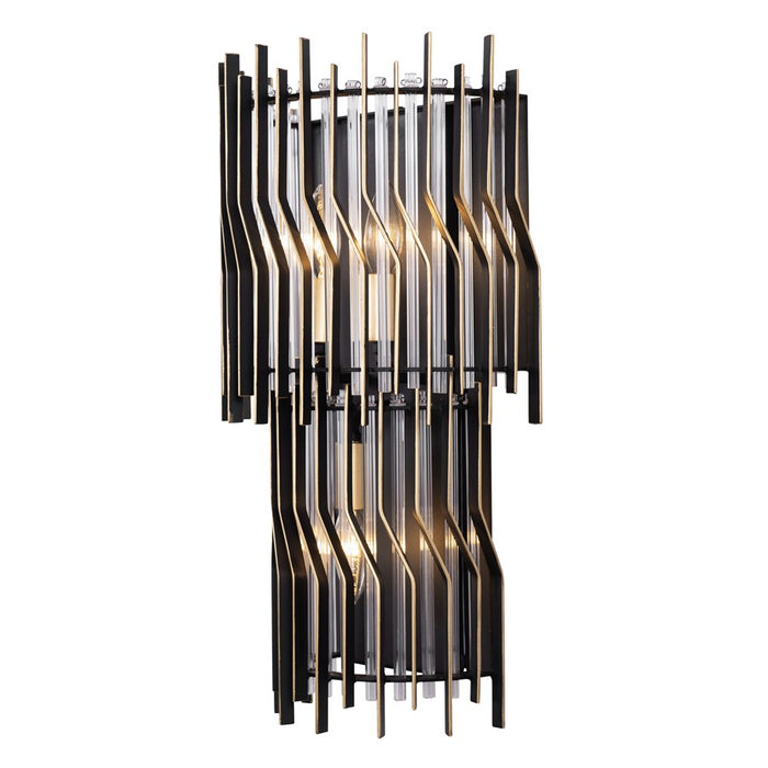 Varaluz Park Row 3-Lt Sconce, Matte Black/French Gold