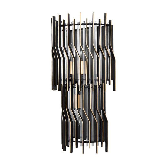 Varaluz Park Row 3-Lt Sconce, Matte Black/French Gold