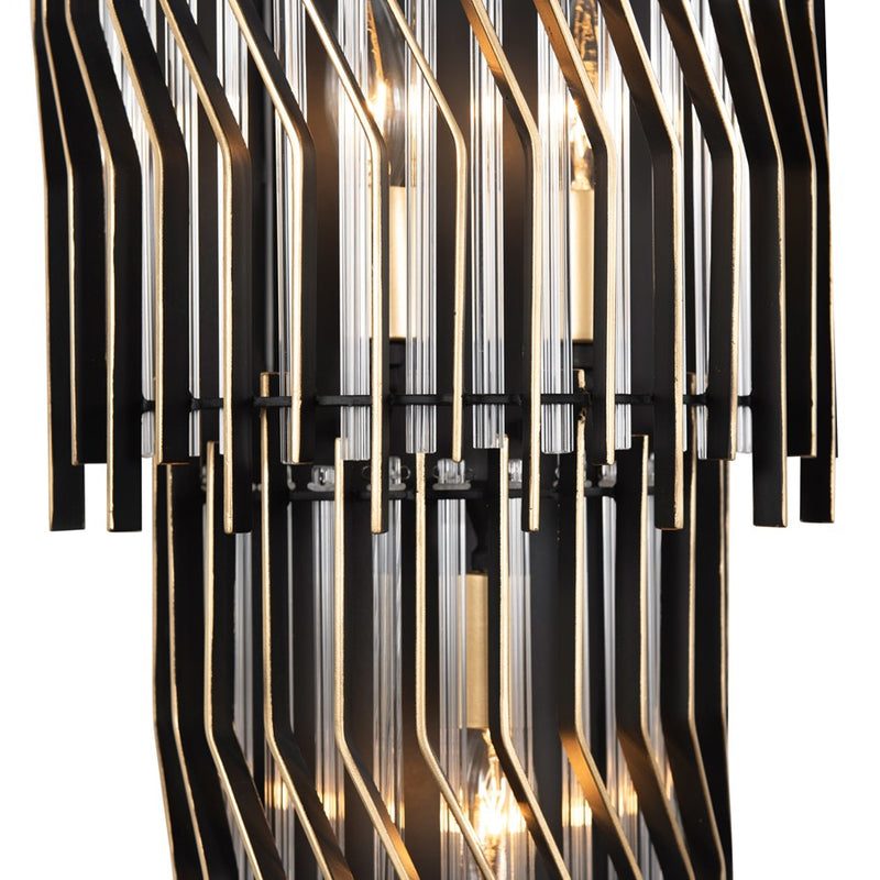 Varaluz Park Row 3-Lt Sconce, Matte Black/French Gold