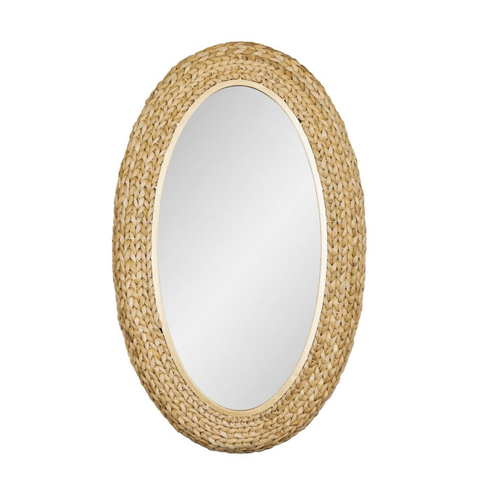 Varaluz Athena 24x40 Oval Wall Mirror, French Gold/Natural Seagrass - 457MI24FGN