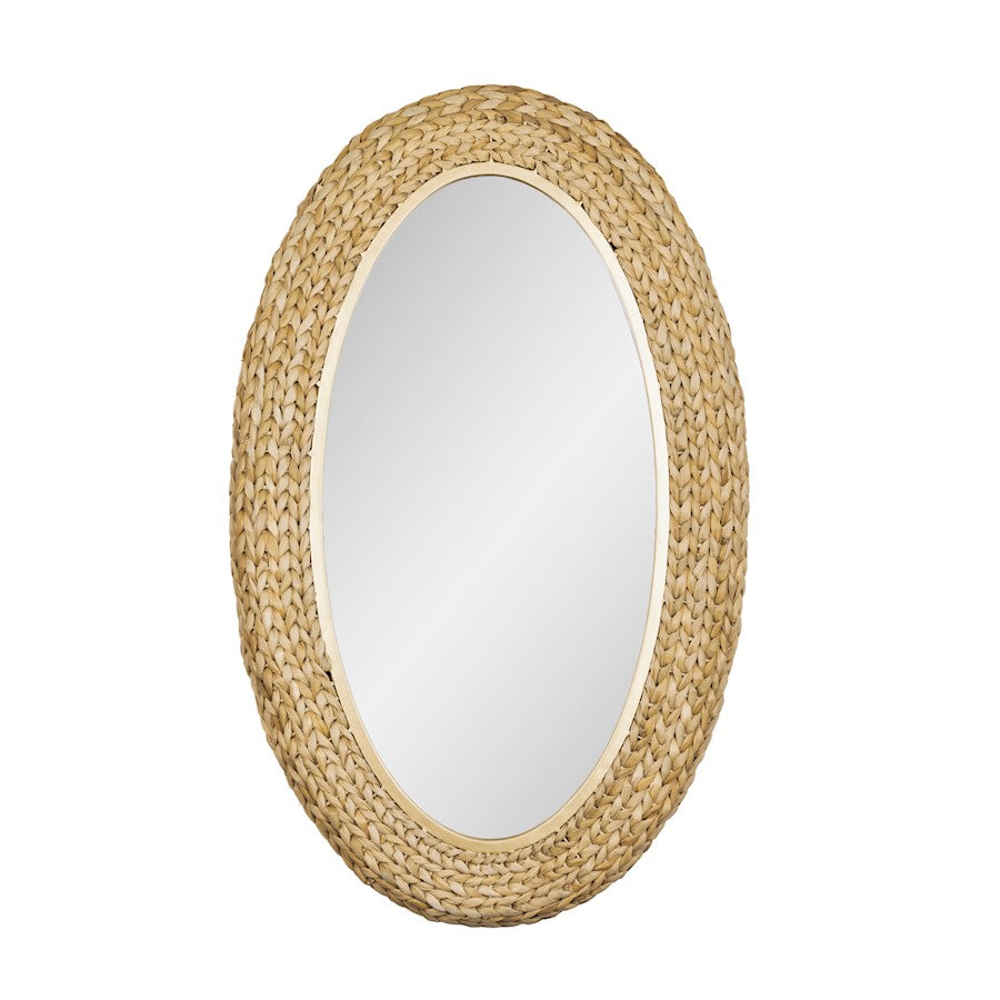 Varaluz Athena 24x40 Oval Wall Mirror, French Gold/Natural Seagrass - 457MI24FGN