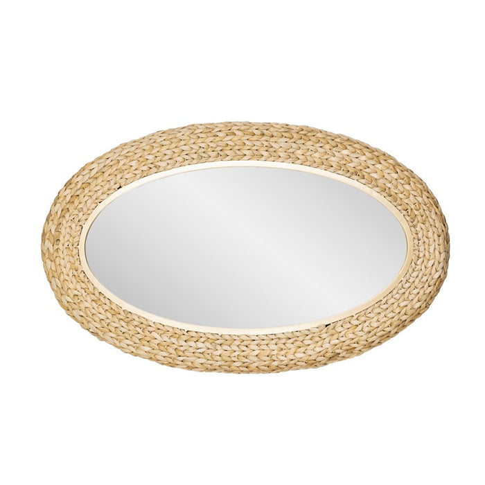 Varaluz Athena 24x40 Oval Wall Mirror, French Gold/Natural Seagrass