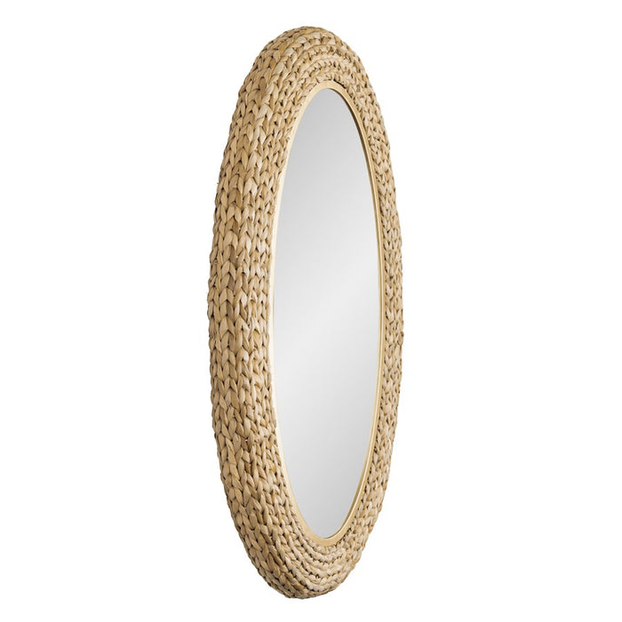 Varaluz Athena 24x40 Oval Wall Mirror, French Gold/Natural Seagrass