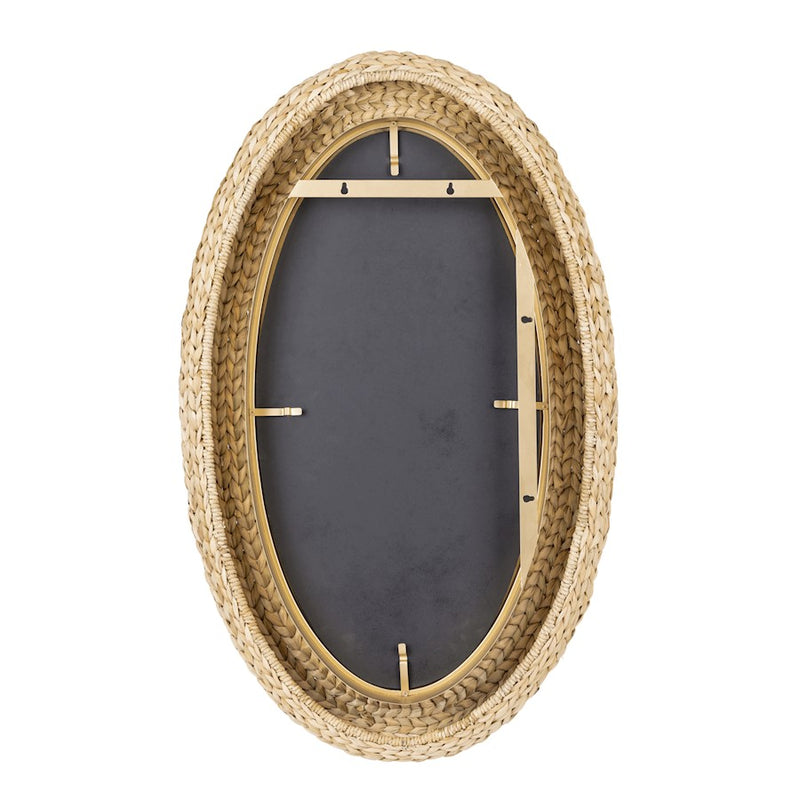 Varaluz Athena 24x40 Oval Wall Mirror, French Gold/Natural Seagrass