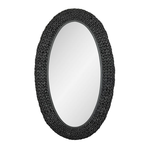 Varaluz Athena 24x40 Oval Wall Mirror, Matte Black/Black Seagrass - 457MI24MBB