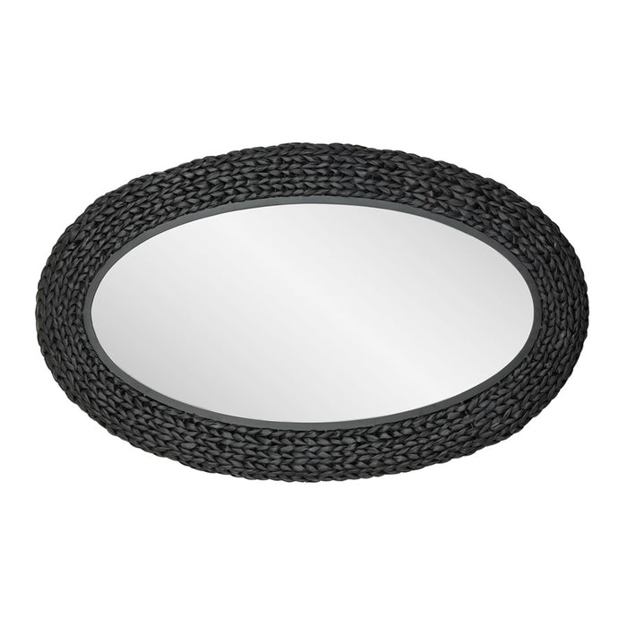 Varaluz Athena 24x40 Oval Wall Mirror, Matte Black/Black Seagrass