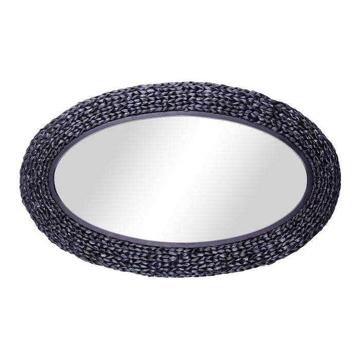 Varaluz Athena 24x40 Oval Wall Mirror, Black/Midnight Blue Seagrass