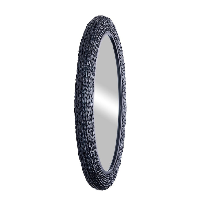 Varaluz Athena 24x40 Oval Wall Mirror, Black/Midnight Blue Seagrass