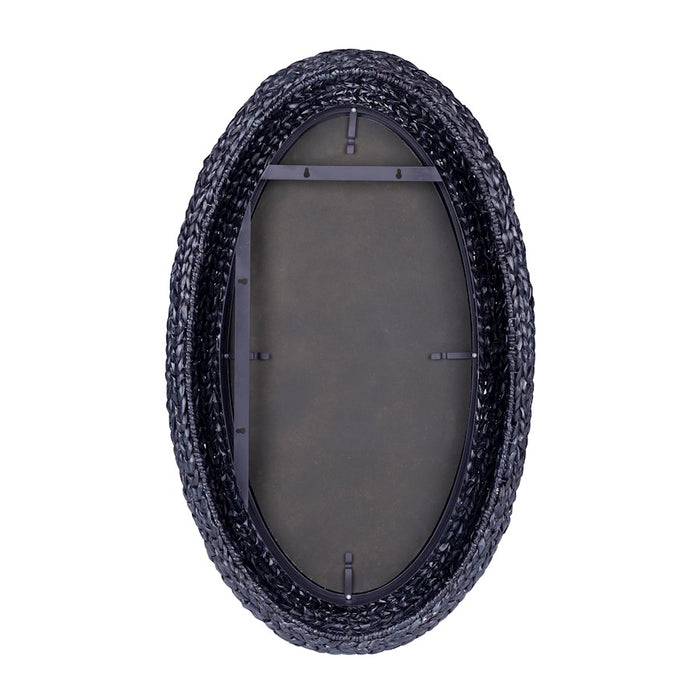 Varaluz Athena 24x40 Oval Wall Mirror, Black/Midnight Blue Seagrass