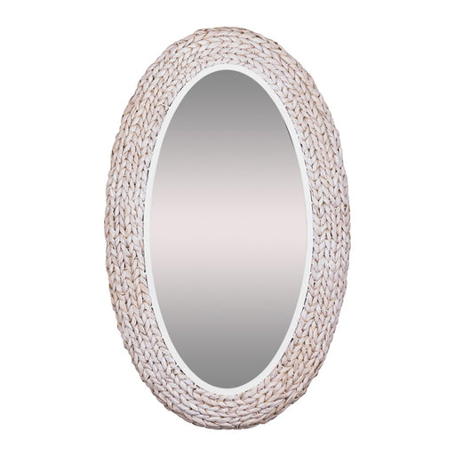 Varaluz Athena 24x40 Oval Wall Mirror, White/Whitewash Seagrass - 457MI24MWW