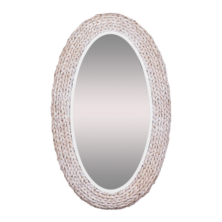 Varaluz Athena 24x40 Oval Wall Mirror, White/Whitewash Seagrass - 457MI24MWW