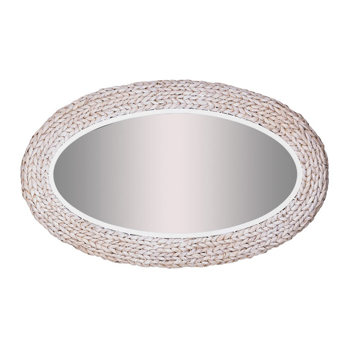 Varaluz Athena 24x40 Oval Wall Mirror, White/Whitewash Seagrass