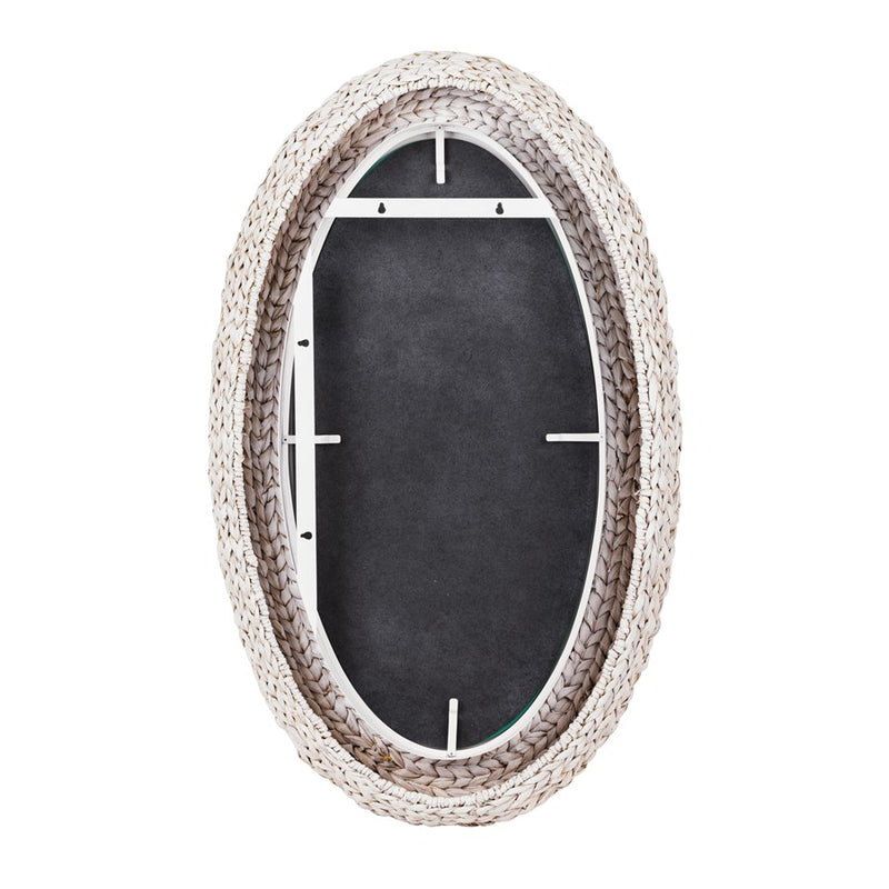 Varaluz Athena 24x40 Oval Wall Mirror, White/Whitewash Seagrass