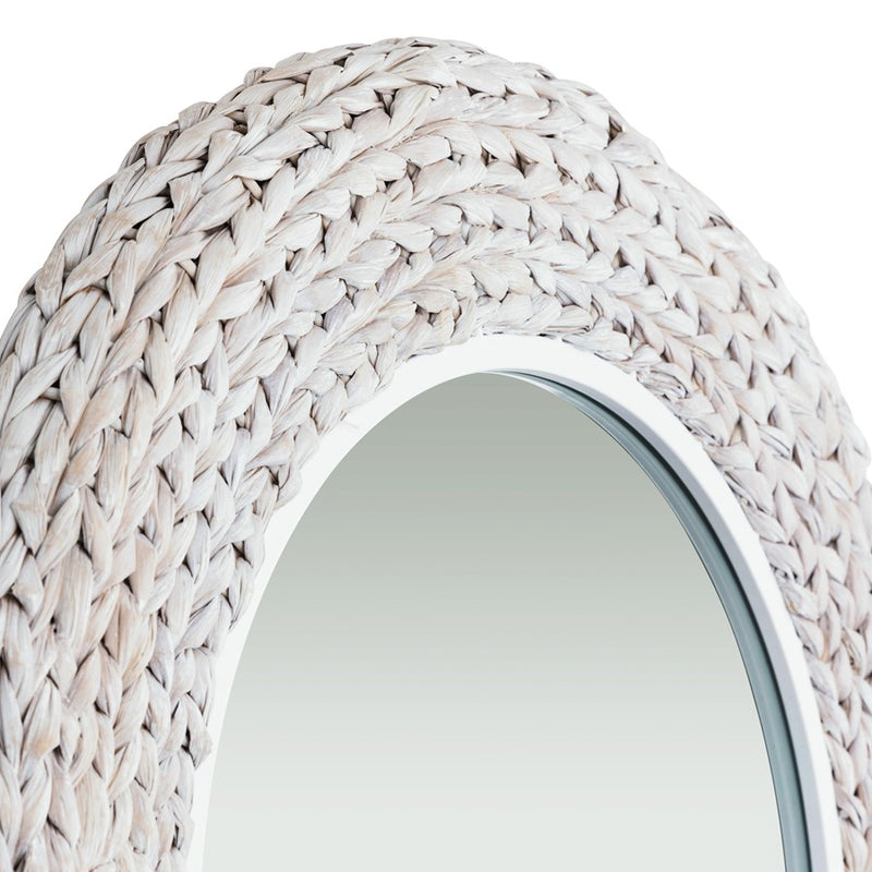 Varaluz Athena 24x40 Oval Wall Mirror, White/Whitewash Seagrass