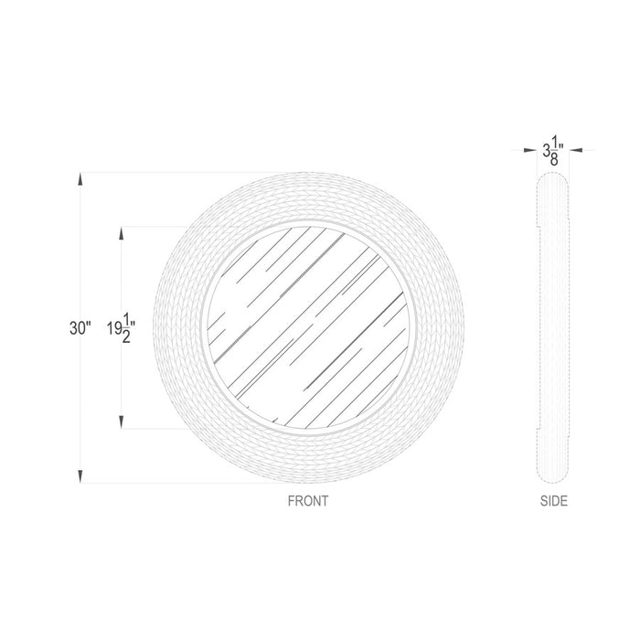 Varaluz Athena 30-in Round Wall Mirror, Matte Black/Black Seagrass