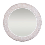 Varaluz Athena 40-in Round Wall Mirror, White/Whitewash Seagrass - 457MI40MWW