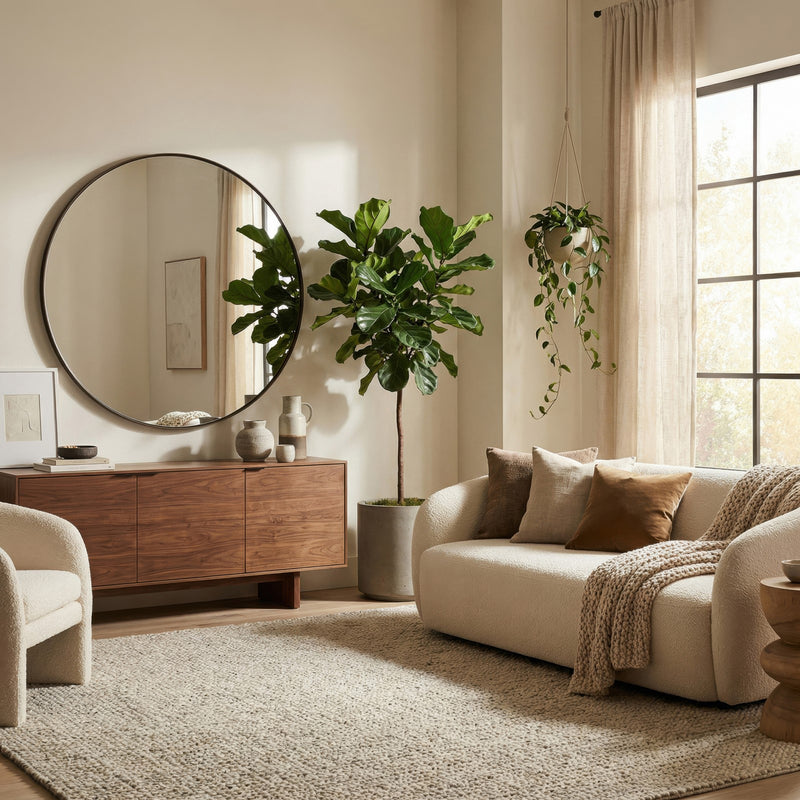 Varaluz Tablet Round Wall Mirror, 50"W x 50"H, Bronze
