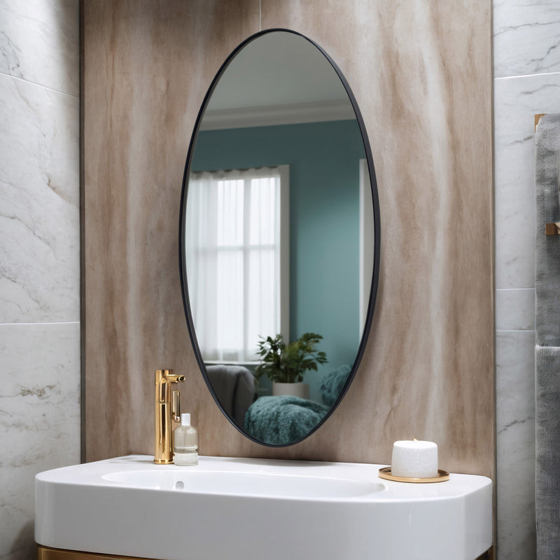 Varaluz Tablet Oval Wall Mirror, 22"W x 30"H, Black