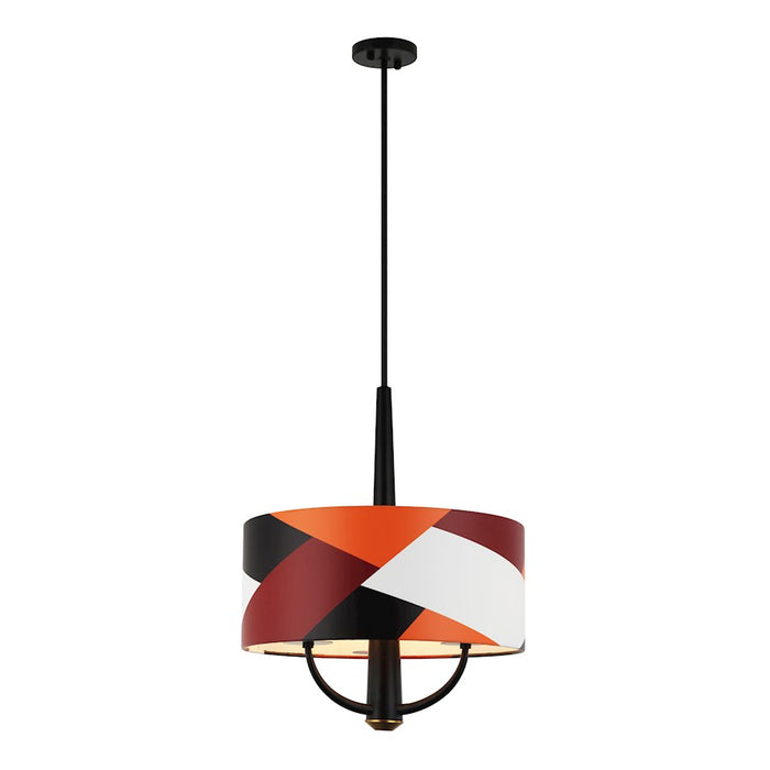 Varaluz Patchwork 3 Light Pendant, Black/Satin Brass/Patchwork - 501P03BLSB