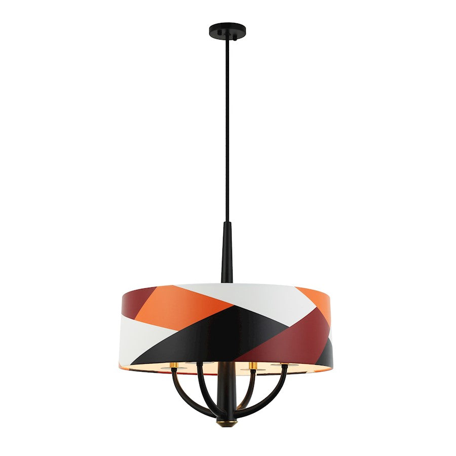 Varaluz Patchwork 4 Light Pendant, Black/Satin Brass/Patchwork - 501P04BLSB