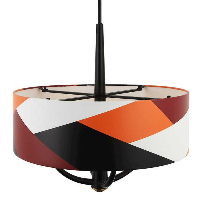 Varaluz Patchwork 4 Light Pendant, Black/Satin Brass/Patchwork