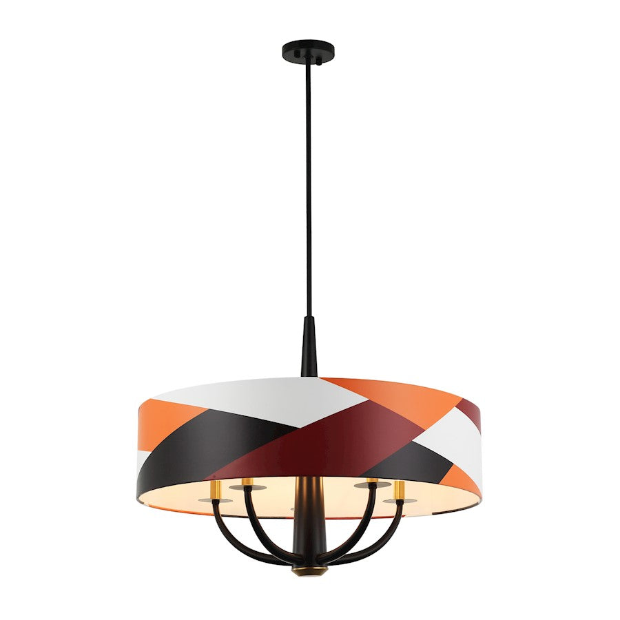 Varaluz Patchwork 5 Light Pendant, Black/Satin Brass/Patchwork - 501P05BLSB