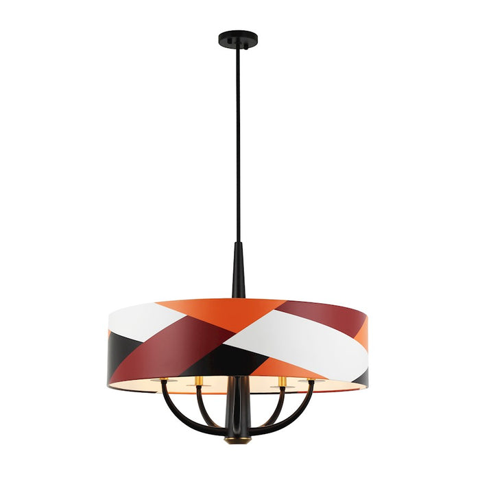 Varaluz Patchwork 5 Light Pendant, Black/Satin Brass/Patchwork