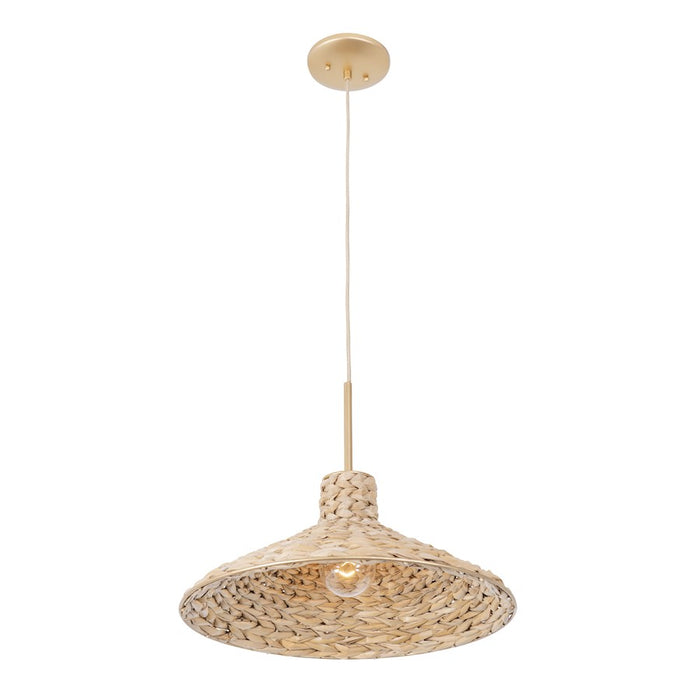 Varaluz Hilton Head 1 Light Medium Pendant, Gold/Seagrass