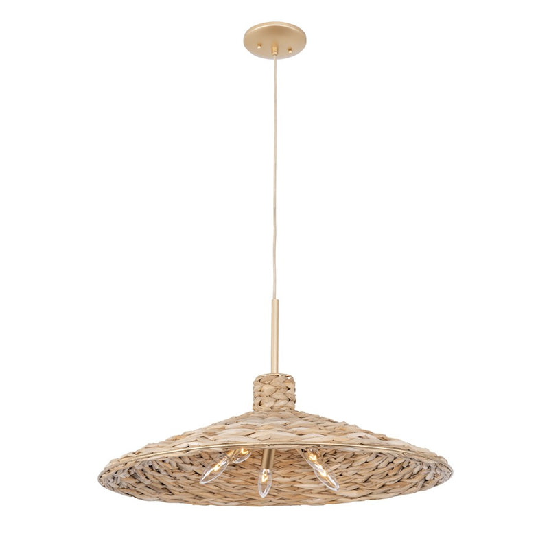 Varaluz Hilton Head 5 Light Large Pendant, Gold/Seagrass