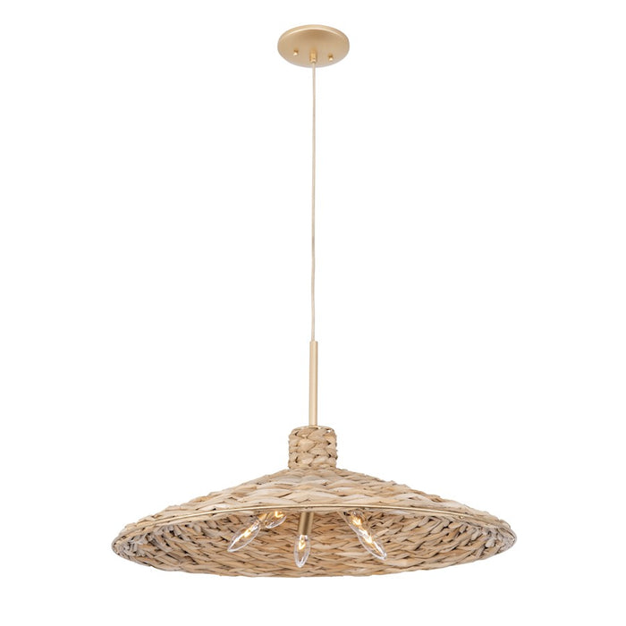 Varaluz Hilton Head 5 Light Large Pendant, Gold/Seagrass