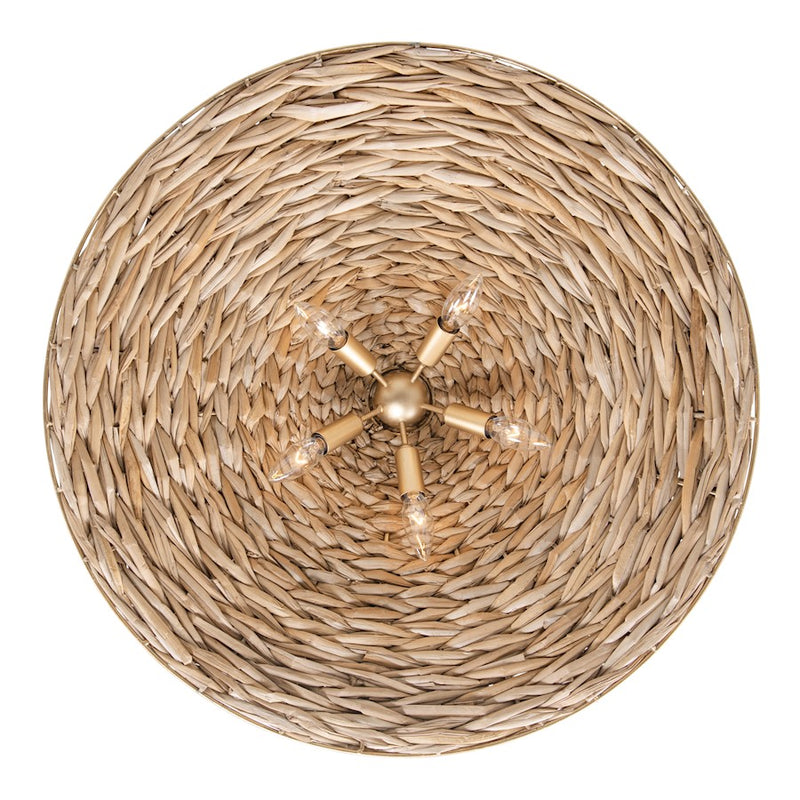Varaluz Hilton Head 5 Light Large Pendant, Gold/Seagrass